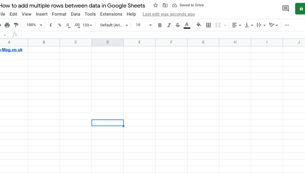 How to add multiple rows between data in Google SHeets