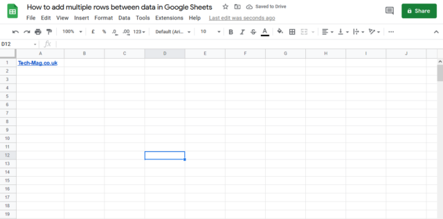 How to add multiple rows between data in Google SHeets