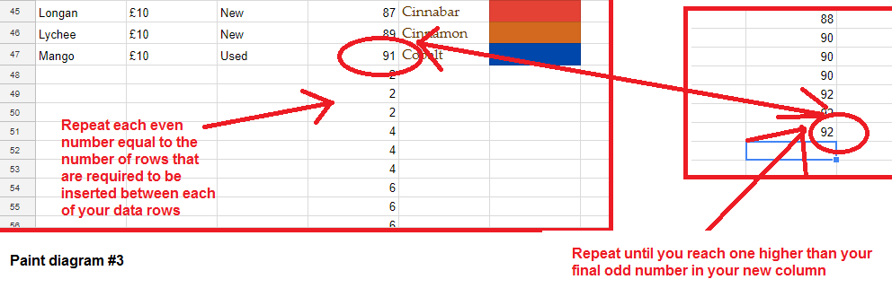 paintdiagram3 - How To Add Multiple Rows Between Data in Google Sheets